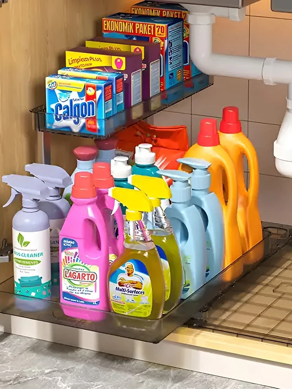 طبقه بندی مواد شوینده در کابینت زیر سینک ظرفشویی