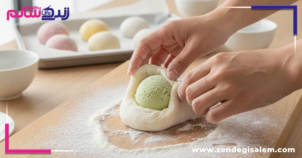 مراحل گامبهگام و عملیاتی پخت بستنی موچی